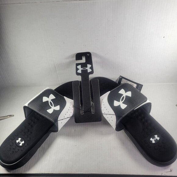 Under Armour Men Insite Pro SL Black & White Adjustable Slide Sandals Size 17 - Picture 5 of 6